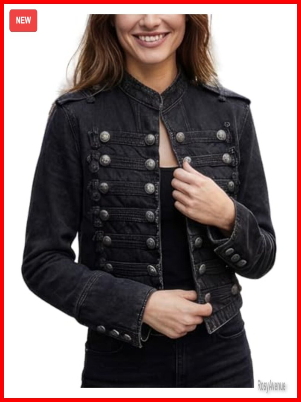 Steampunk Military Denim Jacket Gothic Double Breasted Vintage Coat